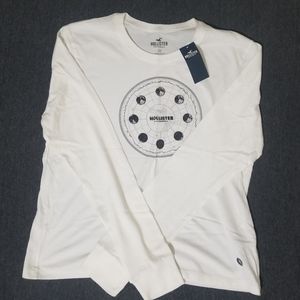 NWT Hollister White Long-Sleeve Moon Phase Shirt
